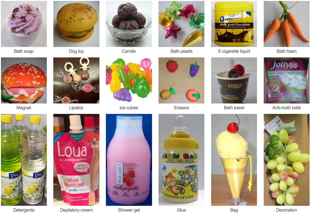 Examples of food-imitating products.